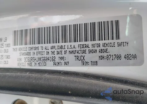 2019 Ram 2500 Tradesman 4X4 8' Box from USA, damaged, VIN 3C6UR5HJXKG604162